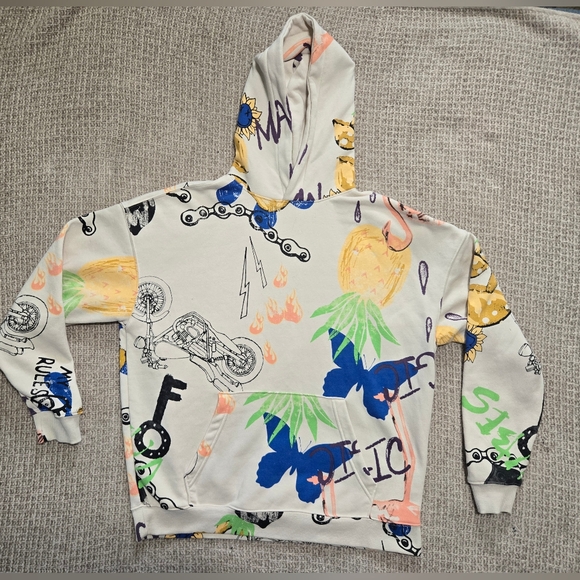No Boundaries Other - Y2K Oversized Hoodie Multi Colors Men's Size Medium Graffiti Style